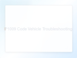 P1009 Code Vehicle Troubleshooting Tips